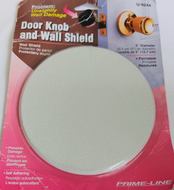 Prime-Line Plastic Door Knob and Wall Shield, 5-Inch, Paintable