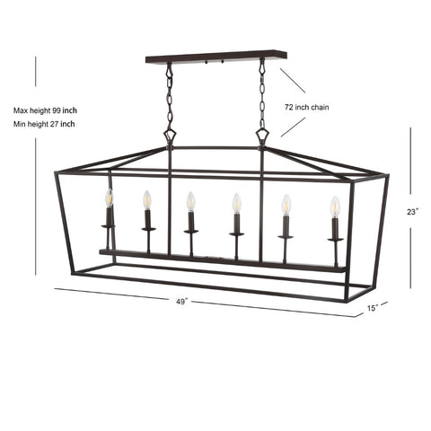 Jonathan Y Lighting Pagoda 6 Light Lantern 49” Wide LED Chandelier
