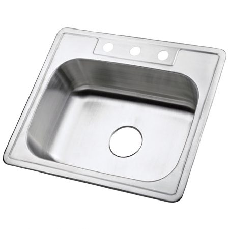 Gourmetier Carefree Drop-In Single Bowl Kitchen Sink, Brushed Stainless Steel