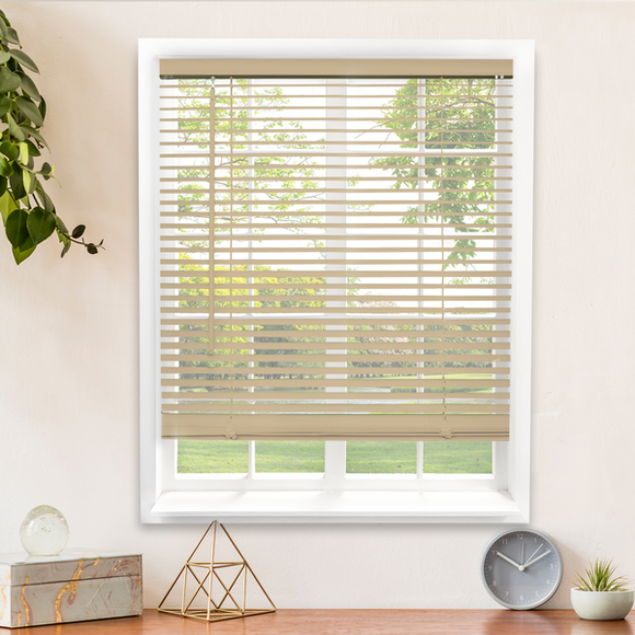 Chicology Cordless 1” Vinyl Mini Blinds Gloss Cappuccino 39 W X 60 L