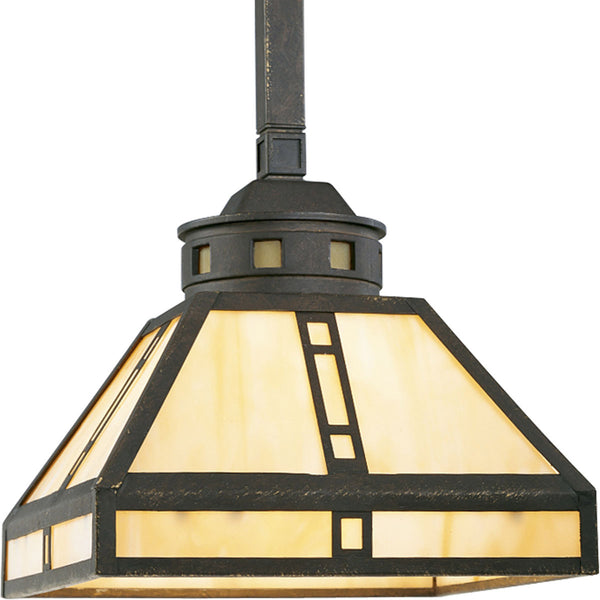 Progress Lighting 1 Light Mini-Pendant with Light Honey Art Glass, Weathered Bronze