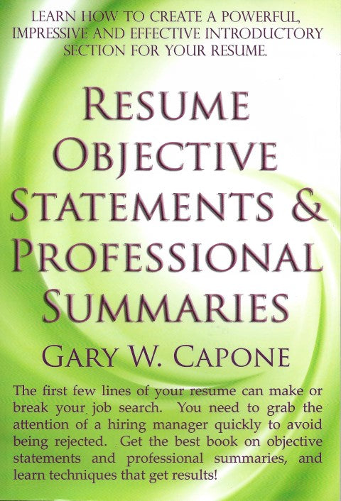 Resume Objective Statements and Professional Summaries - Front