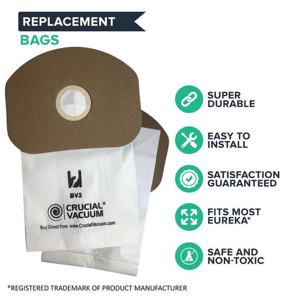 Think Crucial Replacement Vacuum Bags – Fits Models Eureka Sanitaire BV-2, Bulk Pack (10 Bags)