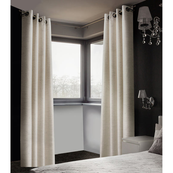 Safdie and Co Linen Look 2 Piece Blackout Grommet Curtain Panel Set, 37”x84”