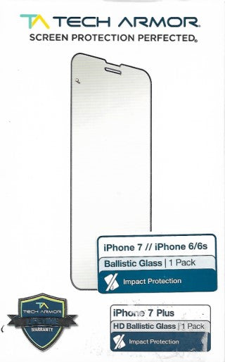 Tech Armor Apple iPhone 6, 6S // 7, 7 Plus Ballistic Glass Screen Protector