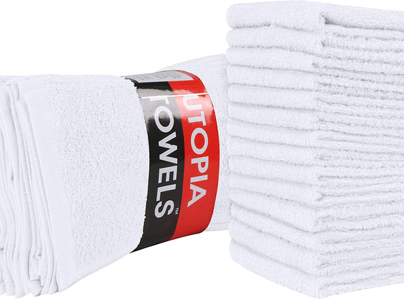 Utopia Towels - Cotton Multipurpose Washcloths Set - 100% Ring Spun Cotton, 12 x 12 inches (White, 24 Pack)