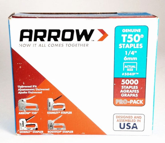 Arrow Fastener 504IP 1/4-Inch Genuine T50 Staples, 5,000-Pack