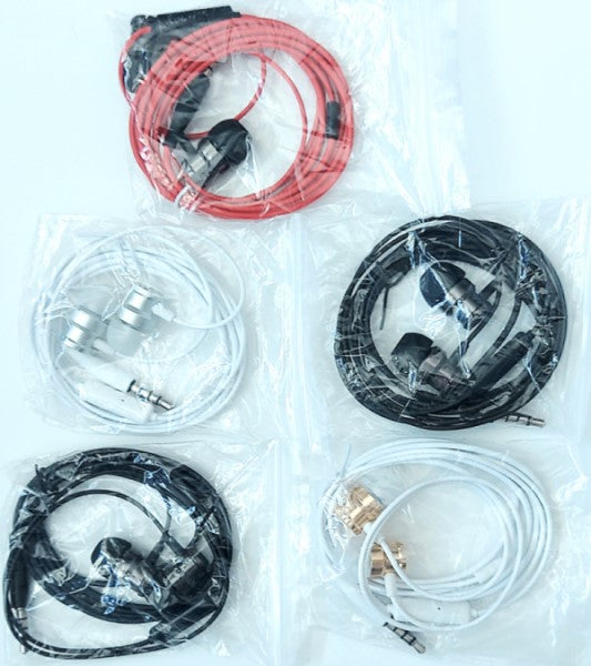 Geeboy Headphones Bulk Pack 5 in-Ear Mic 3.5mm Electronics Wired Headphones