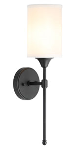 Classic 1 Light Wall Sconce with Fabric Shade, Matte Black
