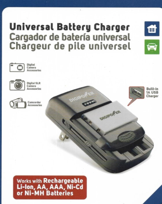 DigiPower Universal Li-Ion Battery Charger, Black