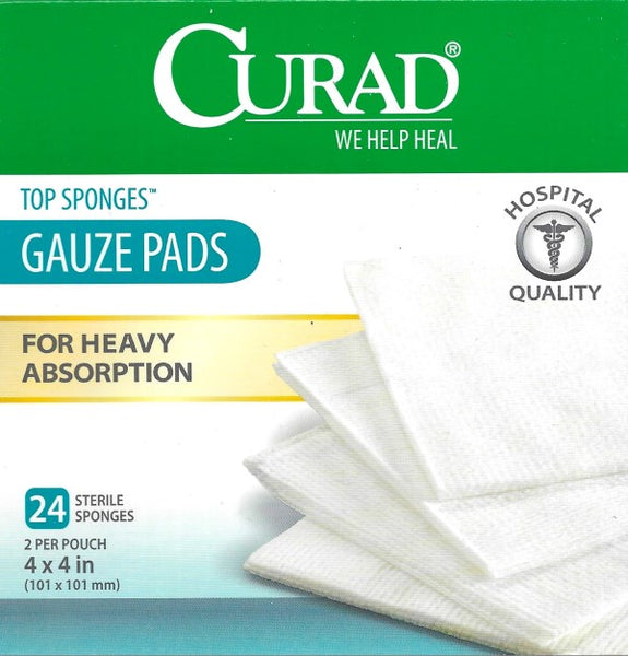 Curad Top Sponge, 4 Inches X 4 Inches, 2 Pad/Pouch, 144 Count (24 X Pack of 6)