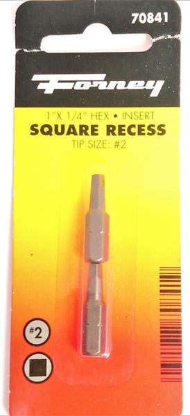 Forney 70841 Insert Bit Square Recess, 2 by 1-Inch, 2-Pack