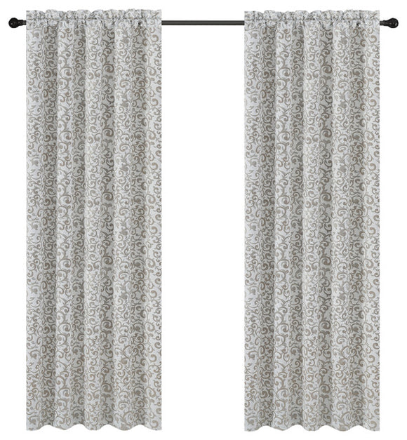 Urbanest Jacquard Scroll Drapery Curtain Panels, Natural, 50