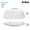 KRAUS Natura Rectangular Vessel 19.6" x 15.7" Solid Surface Bathroom Sink, Matte White