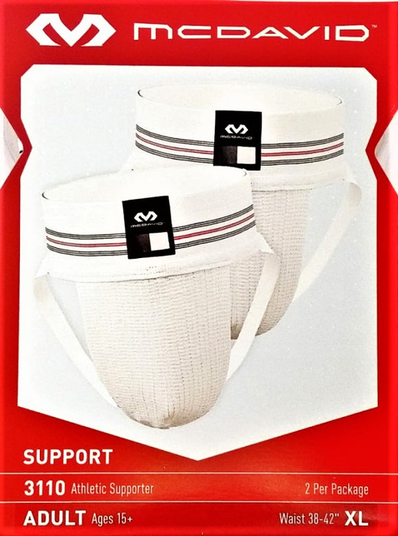 McDavid 3110 Classic Two Pack Athletic Supporter, White, X-Large