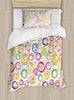Ambesonne Geometric Duvet Cover Set Twin Size, Cute Childish Spirals with Funny Dots & Bubbles