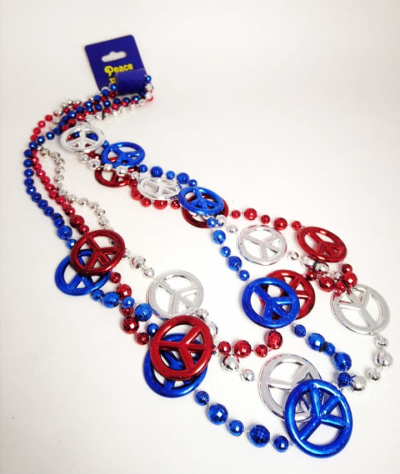 Patriotic Peace Sign Beads Necklace Jewelry