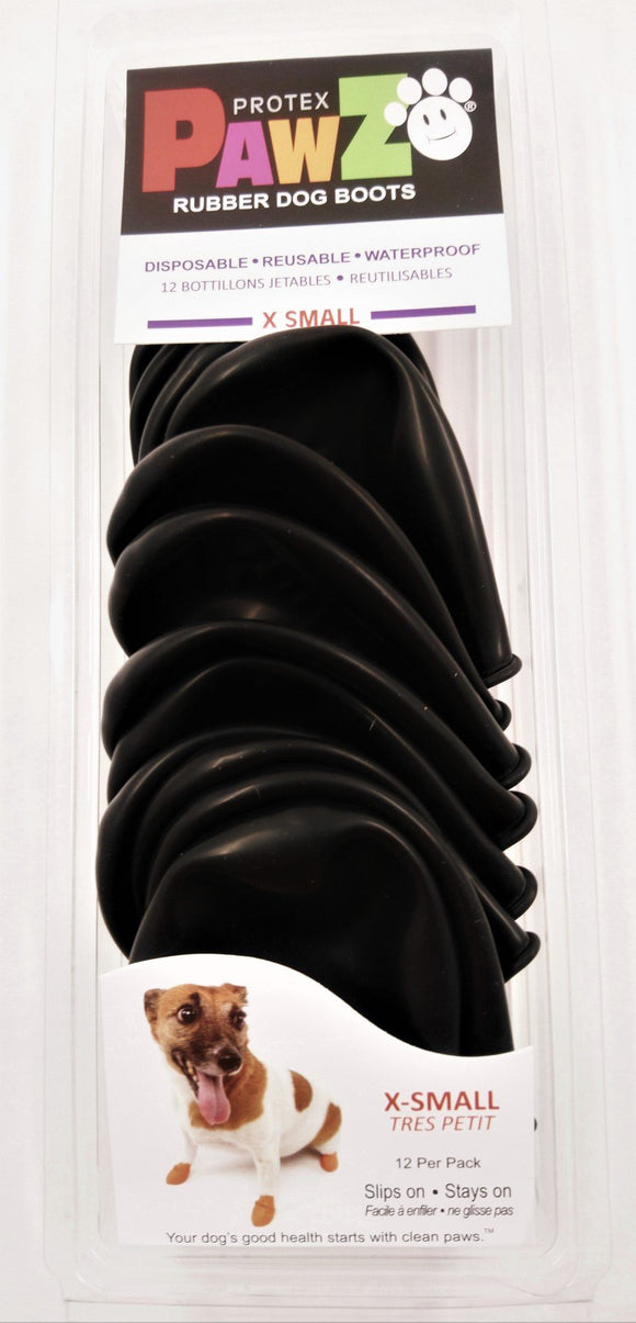 PAWZ Water-Proof Dog Boots, X-Small, Black