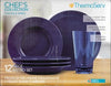 Thermoserv 12-Piece Melamine Dinnerware Set, Bistro, Cobalt blue
