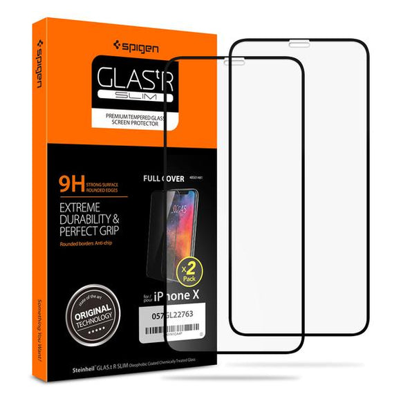 Spigen Glastr Screen Protector Tempered Glass for Apple iPhone X, 2 Pack