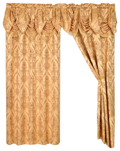 Elegant Comfort Penelopie Jacquard Look Curtain Panels, Gold, Set